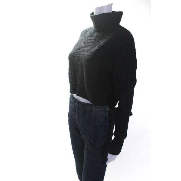 Divine Heritage Womens Cropped Turtleneck Sweater Black Size 0 14215091 - Picture 2 of 6